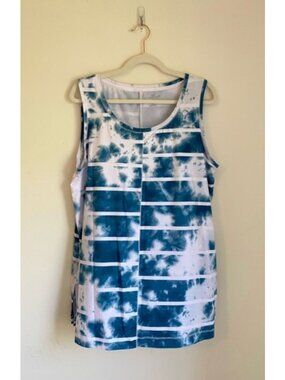 Bundle of 3 Summer Tank Tops Cream, Blue, and Teal Tie-Dye Size XL By New Direct